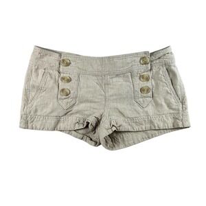 Vintage Express Shorts Womens 8 Linen Low Rise Button Front Y2k Micro Hot Pants